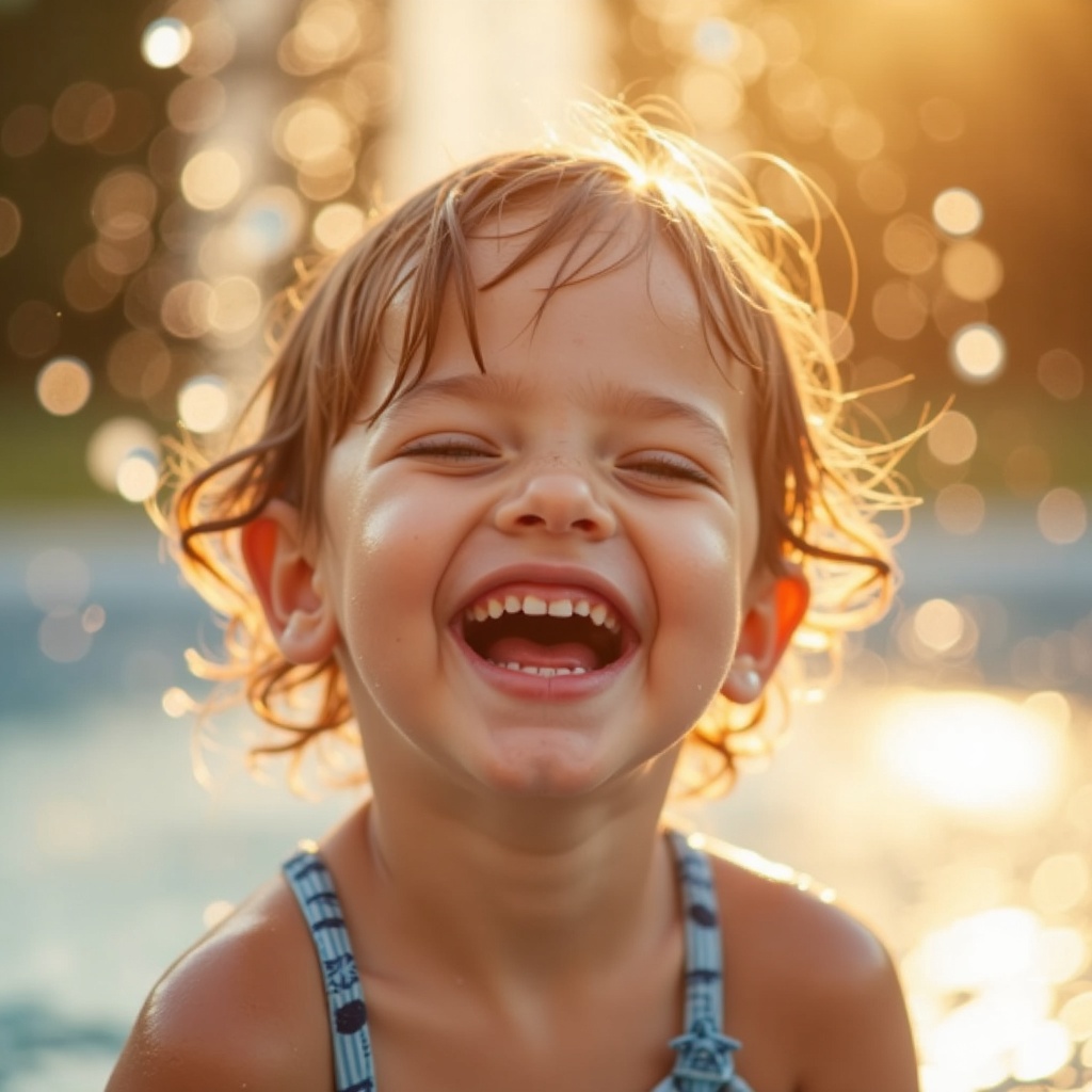 Child enjoying water spray
